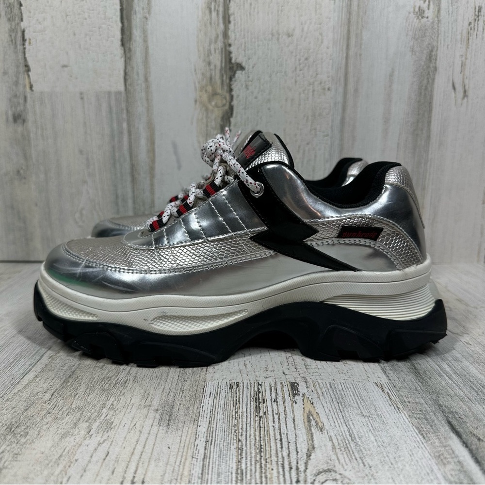 Punkrose By Skechers Metallic Silver Chunky Platform Sneakers #1187